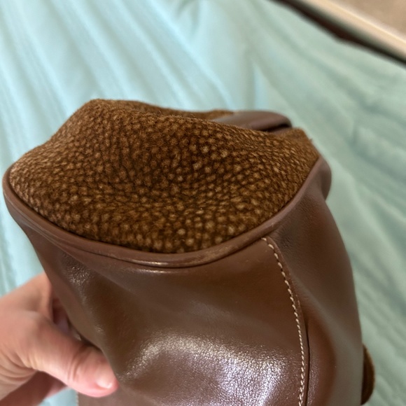 BORBONESE Clutch Suede Leather Brown Gold - Picture 10 of 11